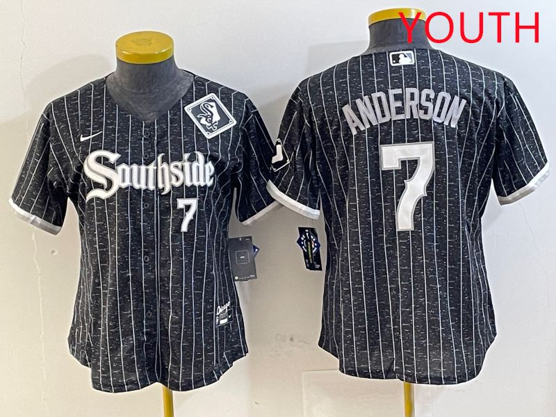 Youth Chicago White Sox #7 Anderson Black City Edition Game Nike 2025 MLB Jersey style 2->youth mlb jersey->Youth Jersey